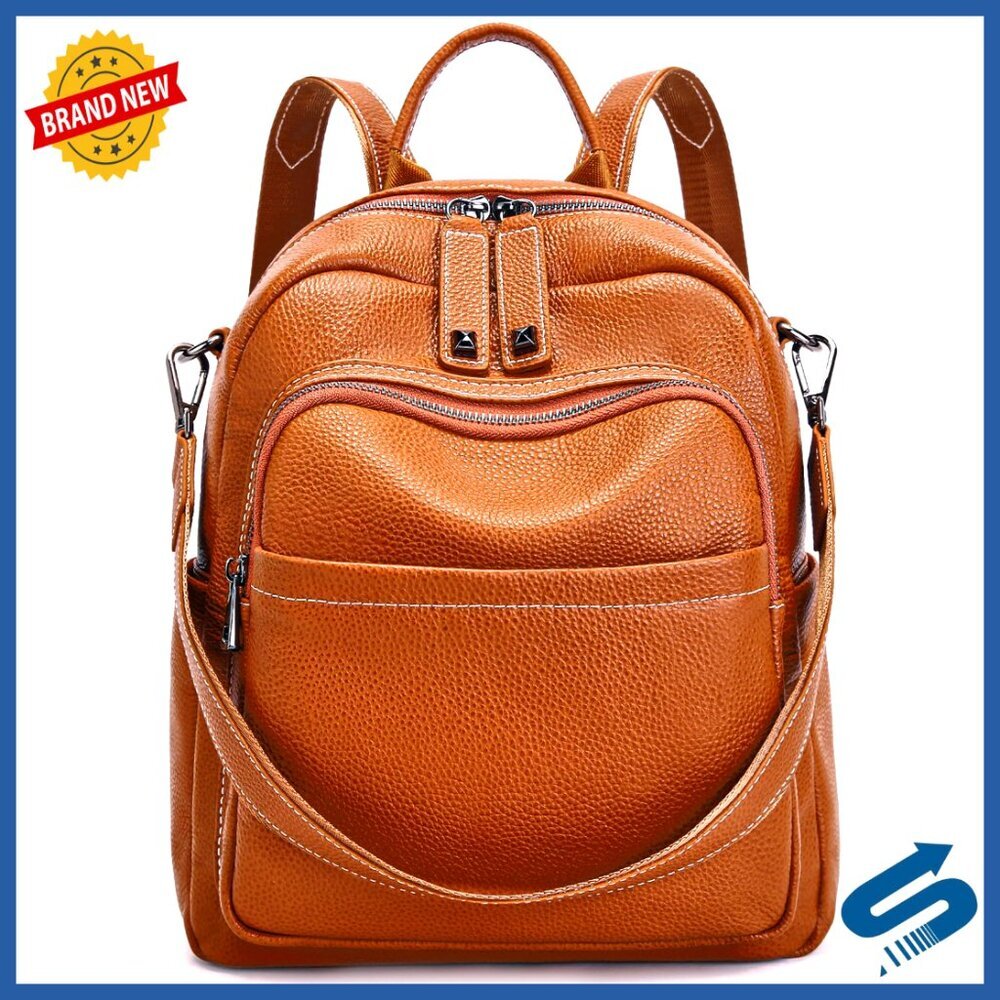 Genuine Leather Convertible Backpack Purse Anti-Theft Travel Elegant Women's